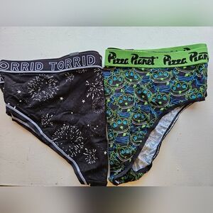 Torrid Hipster panties, two pair! DISNEY pizza planet & fireworks. Size 1